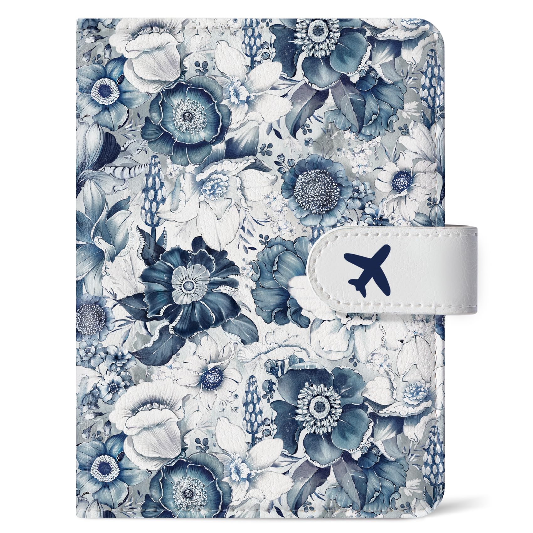 Passport Holder for Travel Essentials, RFID Blocking Leather Cover Wallet with Magnetic Closure, Aesthetic & Cute Passport Book Case for Women and Men - Wildflower