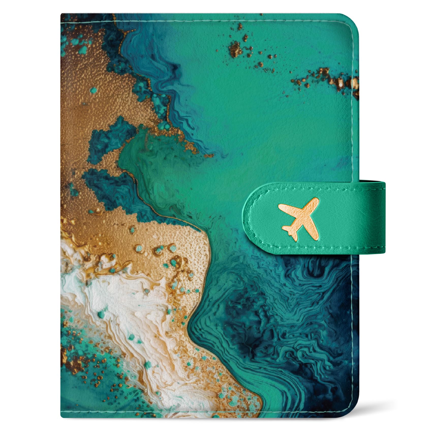Passport Holder for Travel Essentials, RFID Blocking Leather Cover Wallet with Magnetic Closure, Aesthetic & Cute Passport Book Case for Women and Men - Wildflower